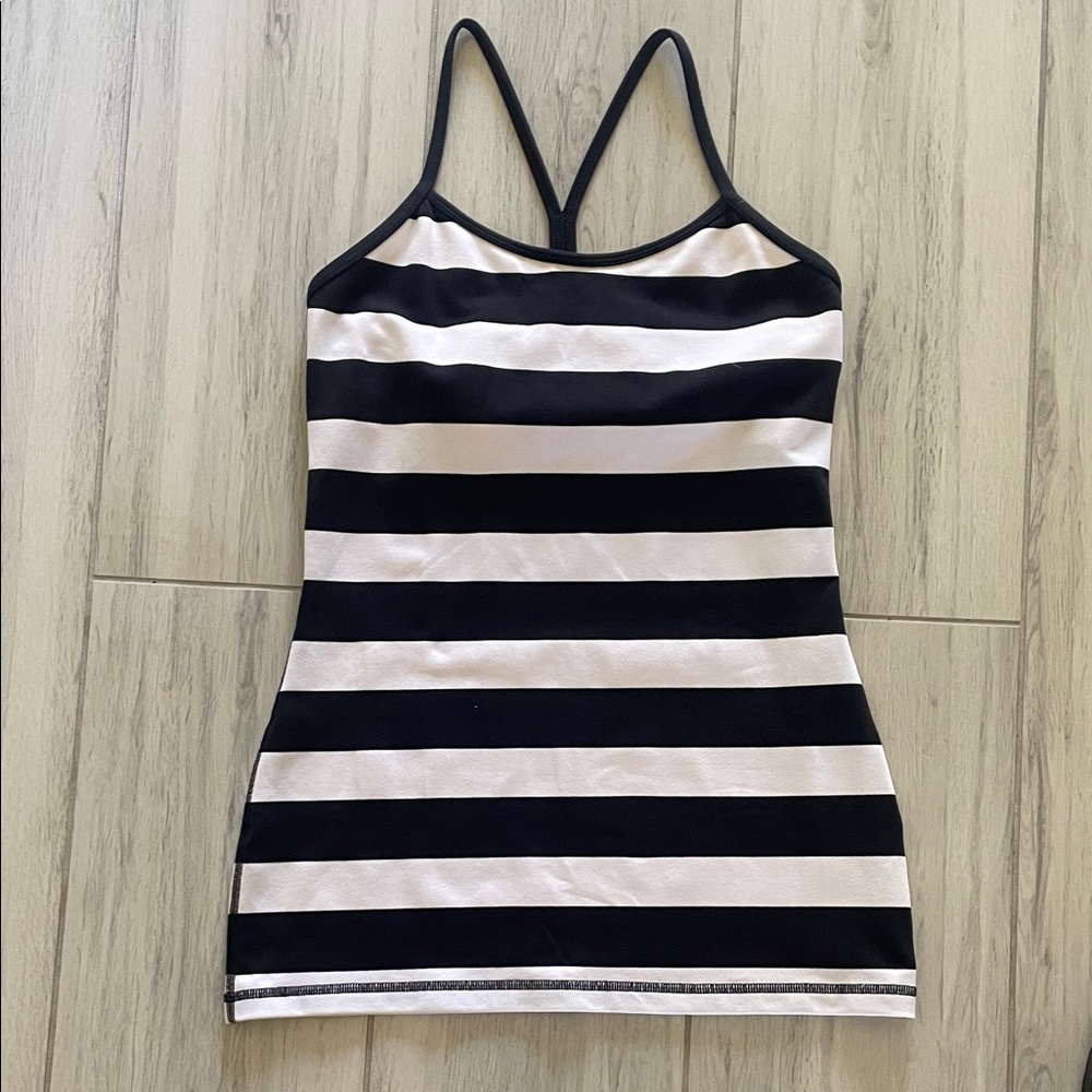 Lululemon Athletica Black and White Striped Tank Top